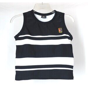Vintage Nike Tennis Challenge Court Black Striped Top/Sports Bra Workout S 4-6